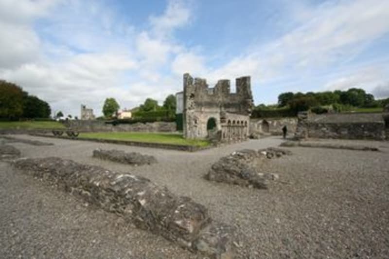 View to the lavabo from the west range of Mellifont Abbey, Ireland.