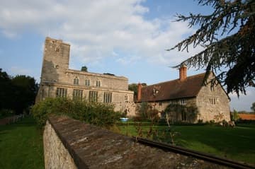 View of St Mary's Priory and its adjacent farmhouse from the south.
