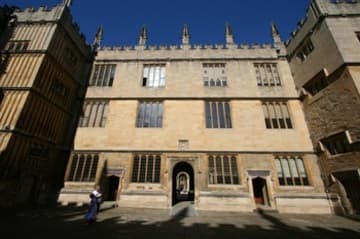 In the courtyard of the Bodleian Library.