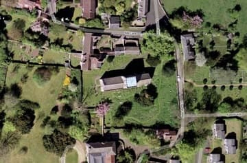 Aerial view of Iffley Church,