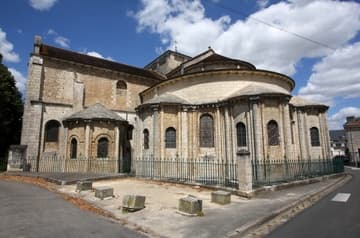 St-Hilaire's Romanesque chevet with large apse and radiating chapels.