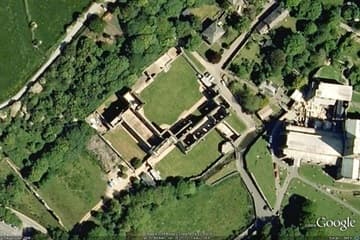 Aerial view of the Bishop's Palace at St Davids.