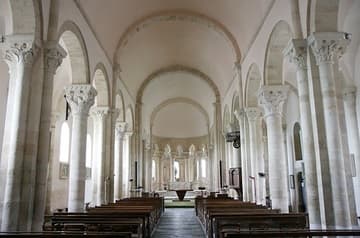 The rebuilt nave, looking east to the original Romanesque choir.