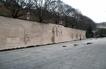 The Reformation Monument on a gray December day.