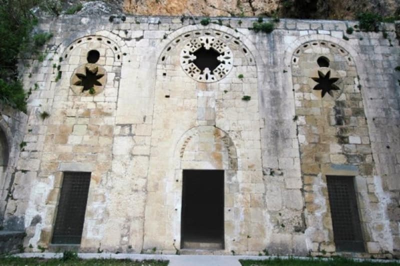 Facade of St. Peter's Grotto in Antakya, Turkey.