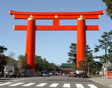 The main buildings of Heian Shrine in Kyoto.