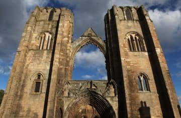 Impressive west front of Elgin Cathedral.